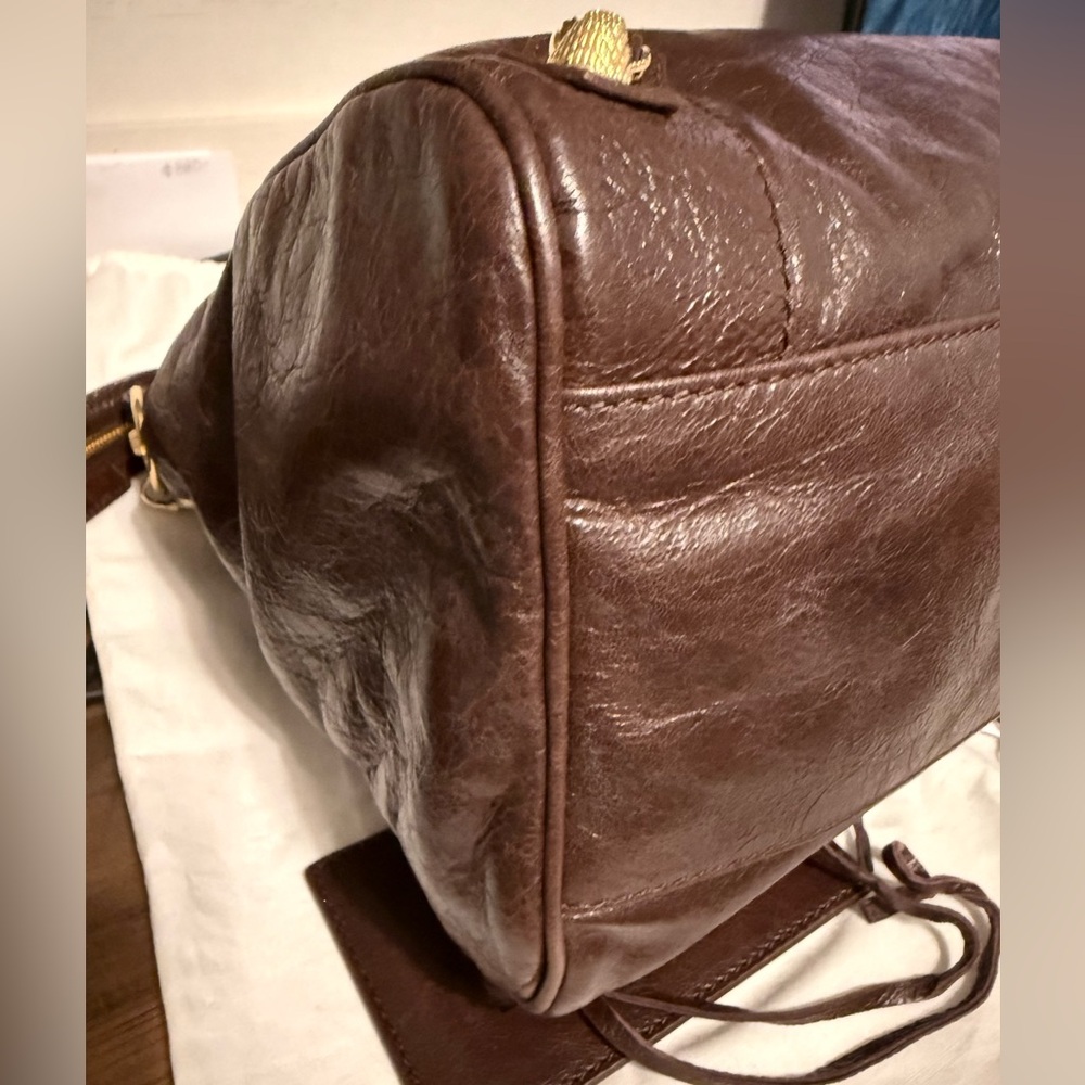 Balenciaga Velo in Cigare Fonce Brown Leather Purse Shoulder Crossbody Bag - Picture 14 of 14